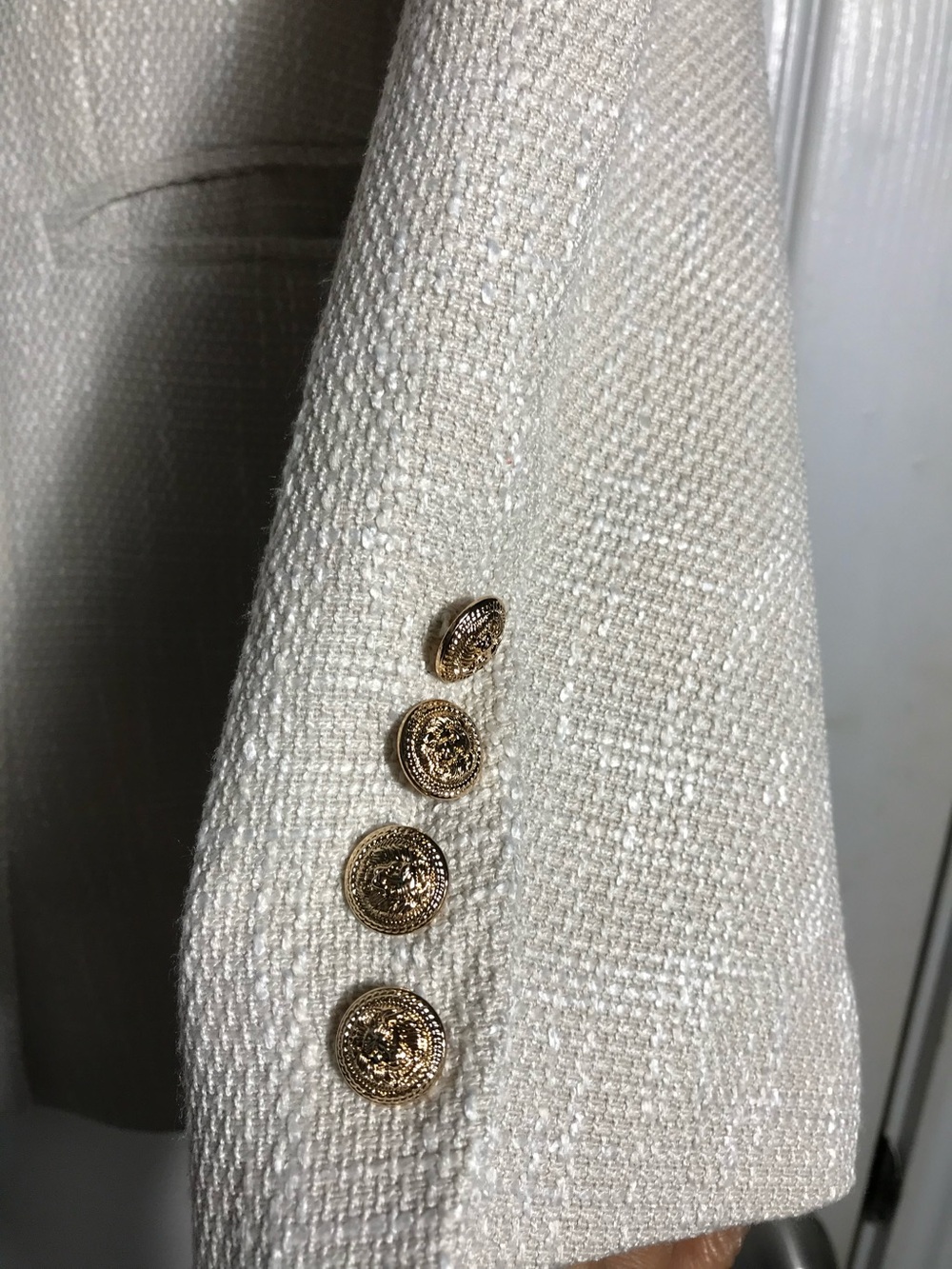 NWT City Bell Cream Double-Breasted Textured Blazer M - Picture 5 of 8